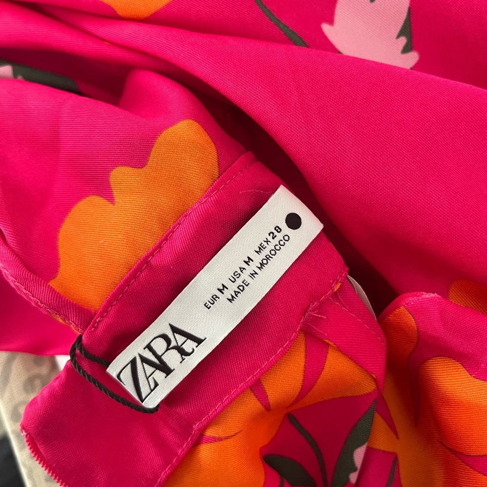 Zara Hot Pink Floral High-Neck Jumpsuit | M - Picture 10 of 10
